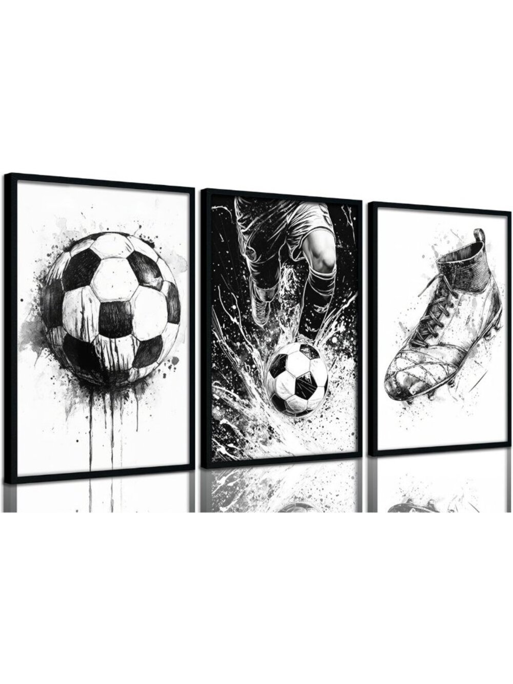 Modern Black & White Soccer Wall Art - Football Poster Print for Boys Room